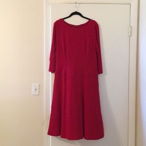 Anne Klein 3/4 Sleeve Red Midi Dress